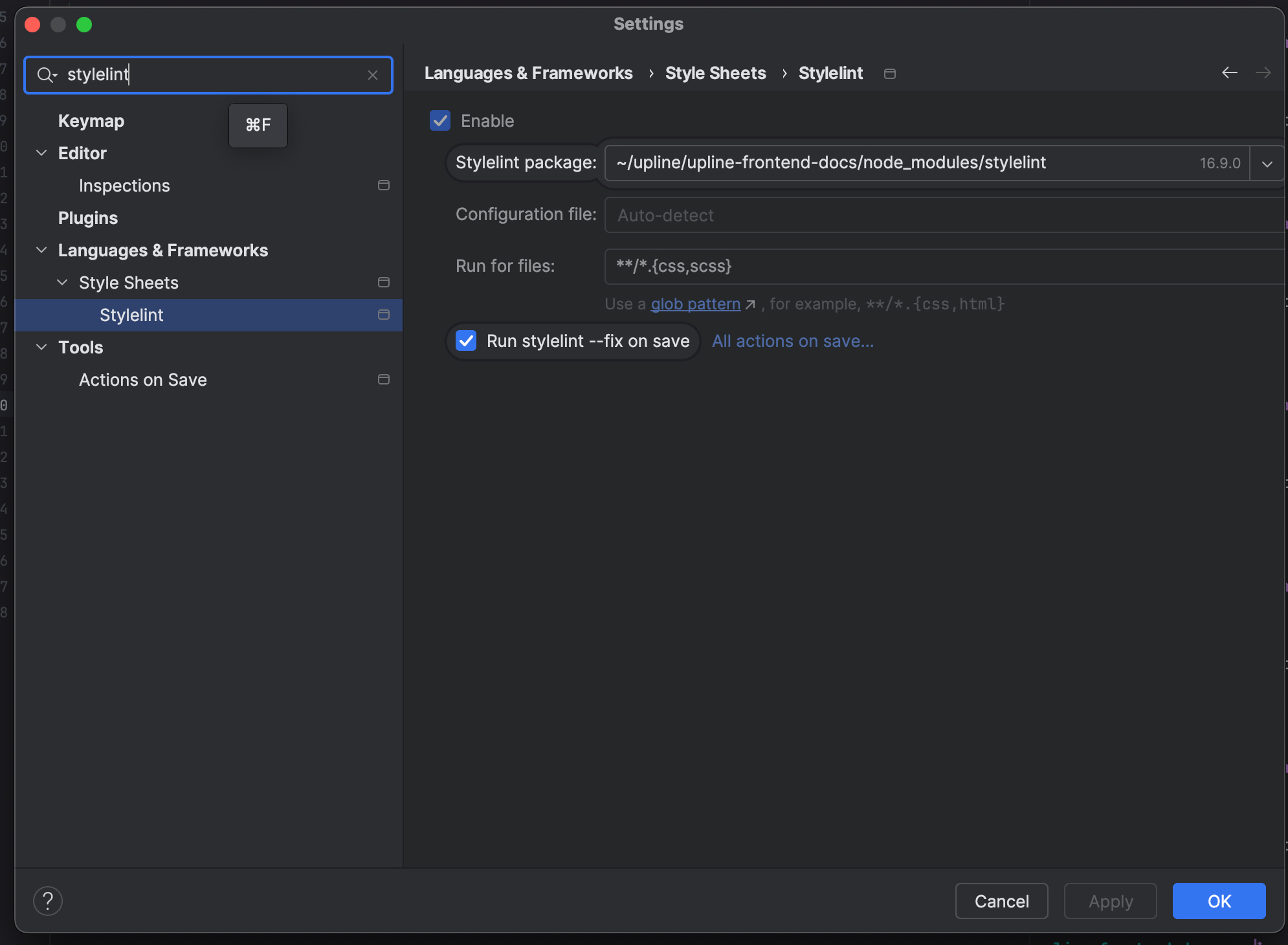 Stylelint settings